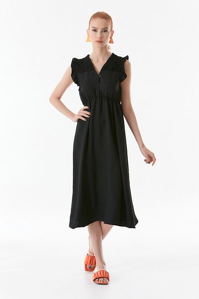 Fulla Moda Rochie cu guler și mâneci cu volane