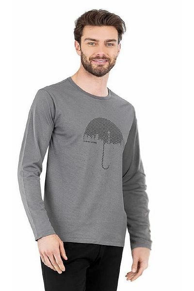Pierre Cardin Men's Combed Cotton Round Collar Pajama Set
