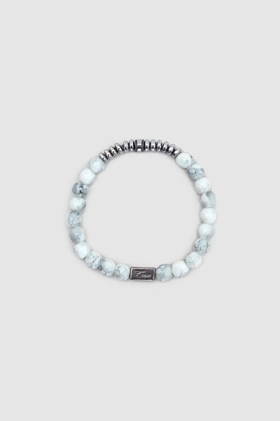 Twn Men's Bracelet - Shiny White Metal Glass