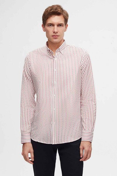 D'S Damat Ds Damat Slim Fit Claret Red Cotton Blended 2-Piece Crew Neck Shirt and Sweater