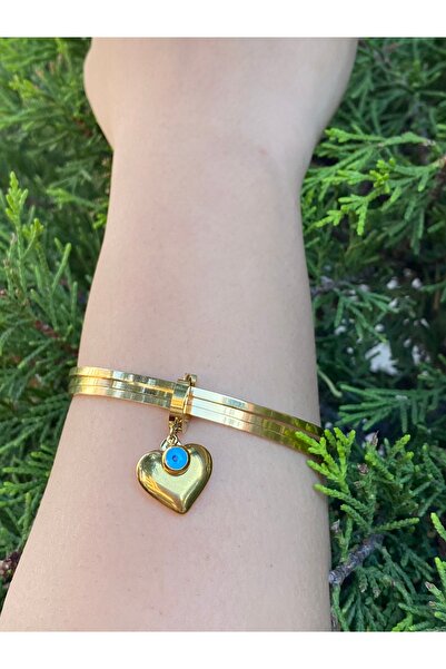 rosshine Ajda Bilezik Uyumlu Çelik Charm Nazarlı Kalp Model (BİLEZİK HARİÇ)