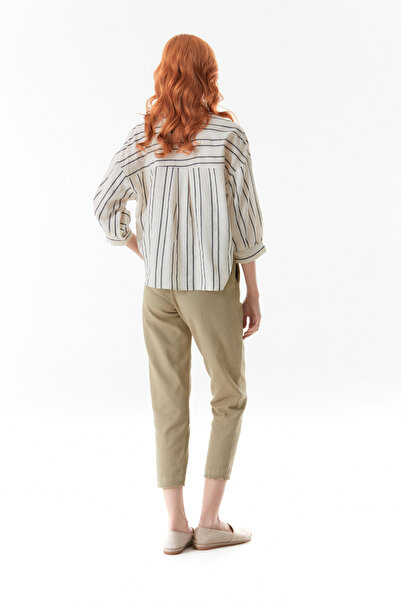 Fulla Moda Linen Trousers - Tasseled Leg and Elastic Waist
