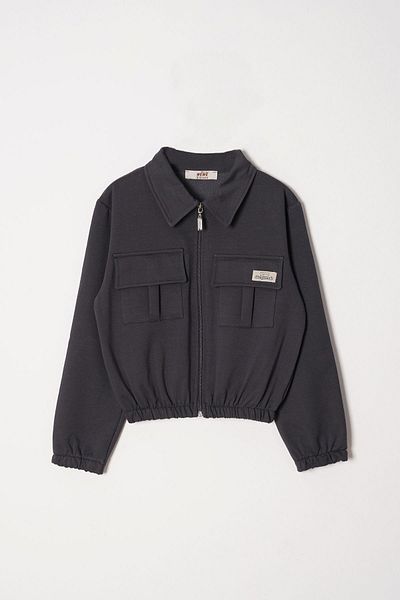 zepkids Σετ αθλητικής φόρμας Smoked Color Girl's Polo Collar - με φερμουάρ και τσέπες Cargo