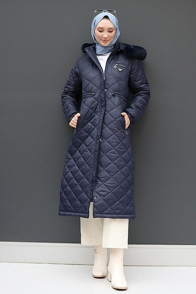 giz astore Navy Blue Quilted Light Coat