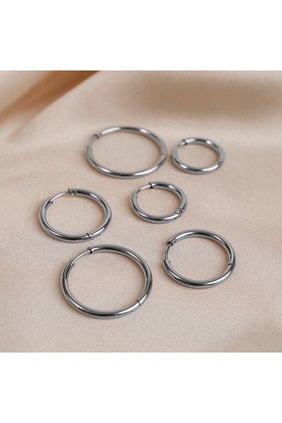FOURSOLOS Set of 6 Silver Color Steel Women's Earrings - No:58