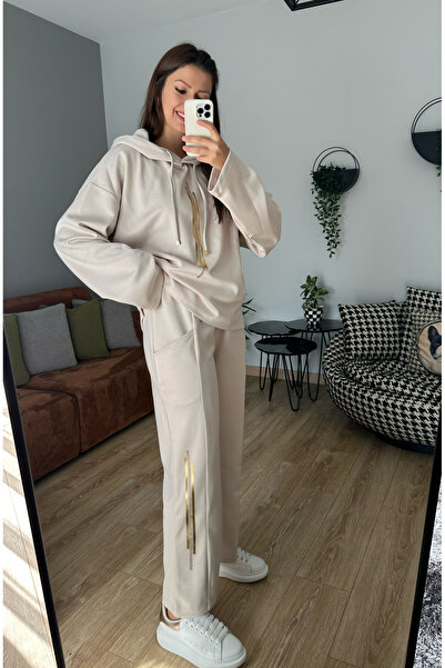 İzel Benli Butik Chakra Beige Eşofman Takım