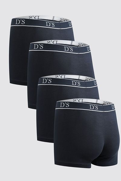 D'S Damat Σετ μπόξερ 4 τεμαχίων Navy Blue - Γαμπρός, με λογότυπο μάρκας, Lycra και Stretchable