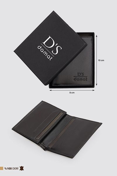 D'S Damat Черен портфейл от естествена кожа - обикновена кутия