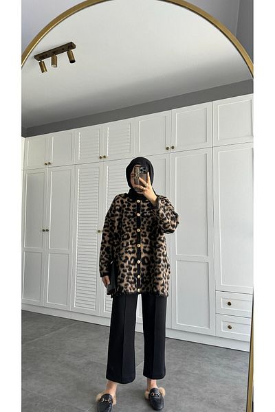 nizzell Cardigan lung cu imprimeu leopard de calitate premium pentru femei, sezon nou 777