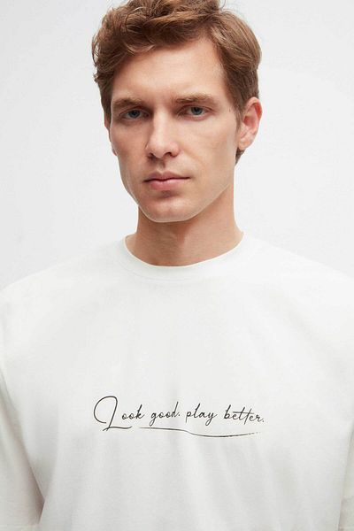 Twn Μπλουζάκι Oversize Λευκό εμπριμέ 100% βαμβάκι