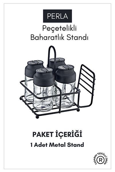 GRİMOR Life Perla Metal Spice Rack Organizer - with Napkin Holder and Not Included