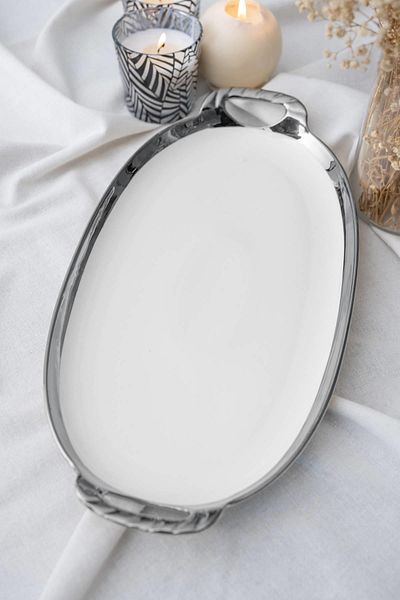 ACAR Arwen Oval Silver Presentation Tray - 40.5 cm