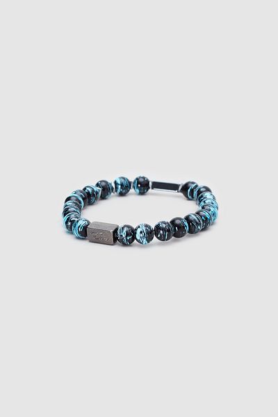 Twn Men's Bracelet - Shiny Turquoise Black Glass