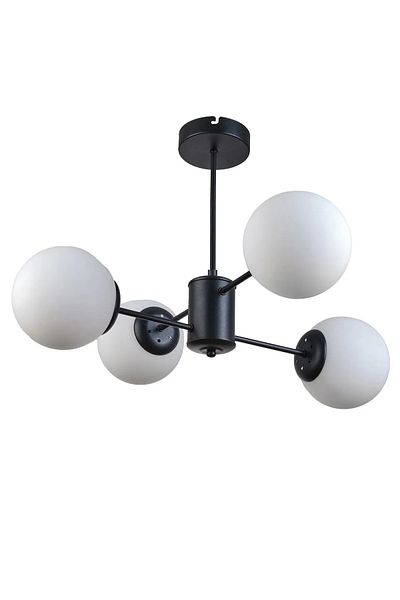 Modavize Seoul Modern Design - Living Room Dining Room Kitchen 4-Piece Chandelier Set, Black and White Glass