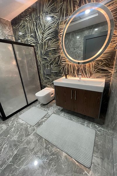 tropikal home 2 BUCĂȚI SOFT TOUCH MATĂ DE BAIE GRI MOALE