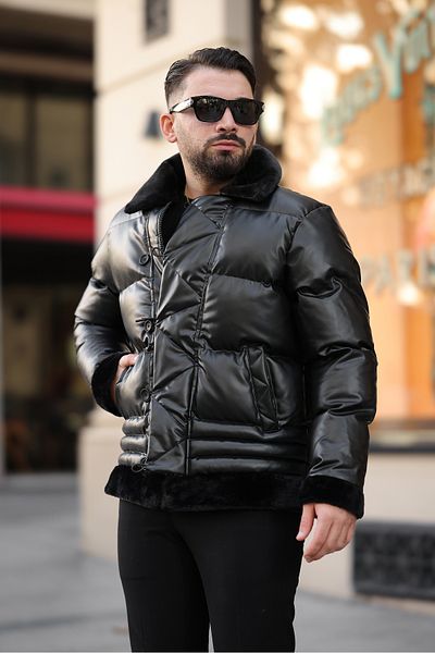 MODA ΑΝΔΡΙΚΟ ΧΕΙΜΕΡΙΝΟ ΔΕΡΜΑΤΙΝΟ ΠΑΛΤΟ ΓΙΑΚΑ ΓΟΥΝΑ