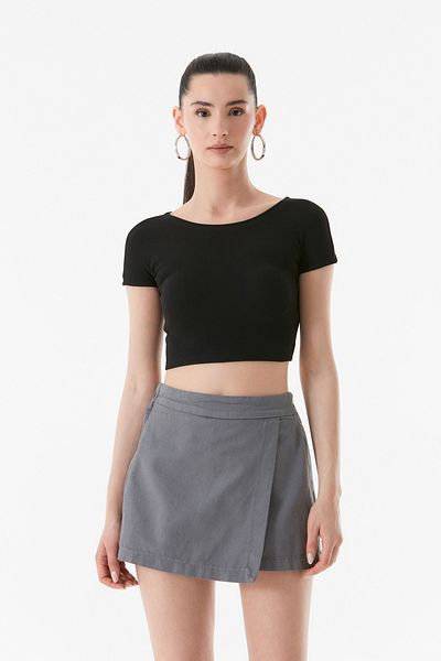 Fulla Moda Tricou crop cu coaste