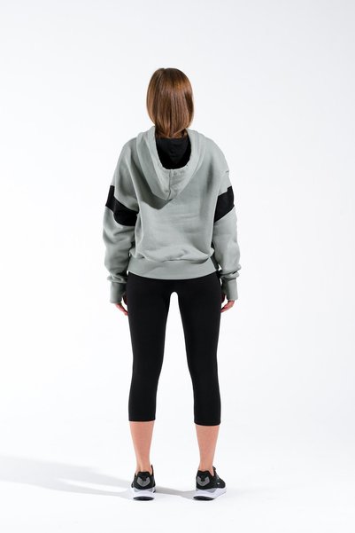 Signature Style 724512_Kadın Kapüşonlu Oversize Sweatshirt- Parmak Yıtmaçlı, Trend Kolej Stili