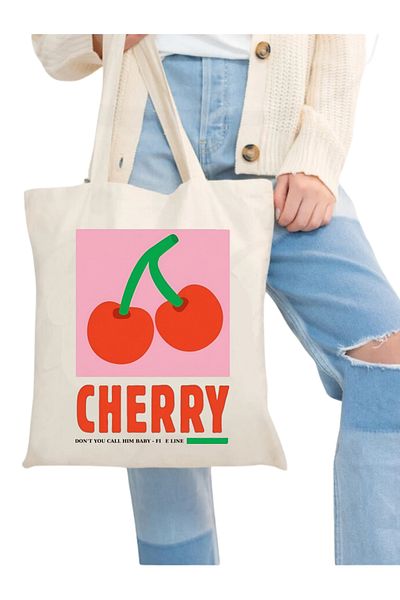 Cemira Pinterest Cherry Bows Tote Shopping Bag - Book Bag and Shopper Bag