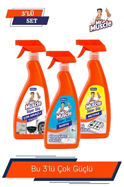 Mr. Muscle Süper Güç Serisi Banyo + Mutfak + Çok Amaçlı Temizleyici 750 ml