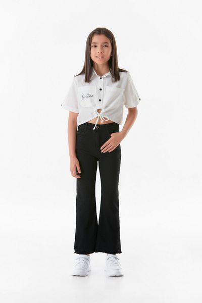 Fulla Moda High Waist and Adjustable Waist Flare Girl's Pants