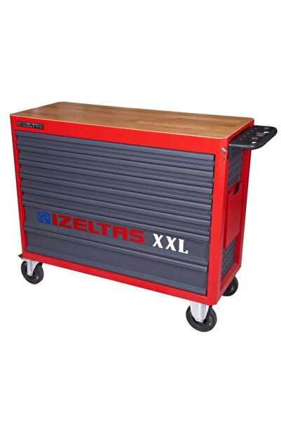 İzeltaş İzeltaş Takım Dolabı Ahşap Üst Tablalı Kırmızı Antrasit xxl (7 Çekmeceli)