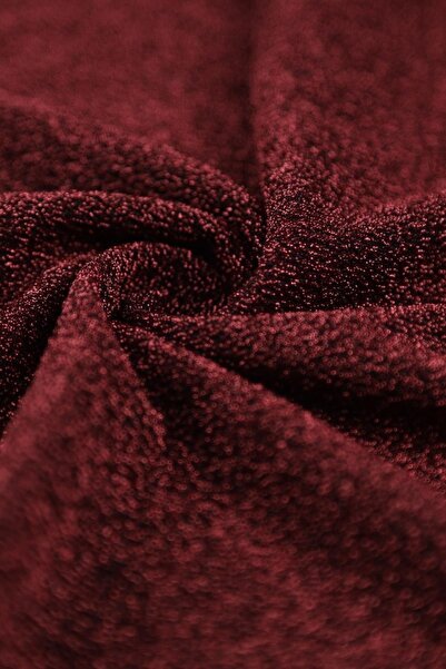 Kumaş Deposu Nobel Metalik İplikli Bordo Örme Abiye Kumaş