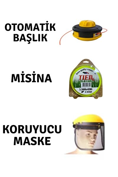 Rapco Motorlu Tırpan Seti Koruyucu Maske-Otomatik Başlık-Misina