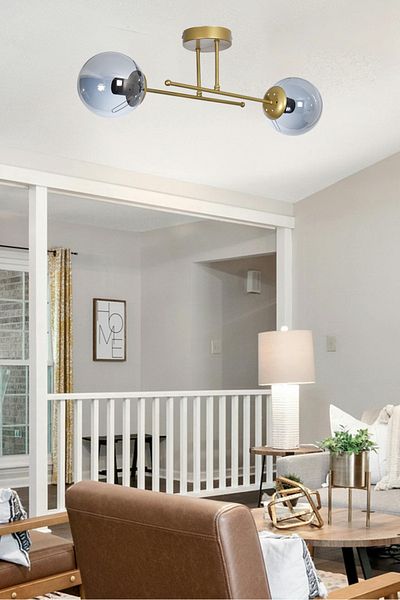 Modavize Beyza Modern Design Bedroom - 2-Piece Chandelier with Smoke Glass Living Room and Kitchen Antique Color