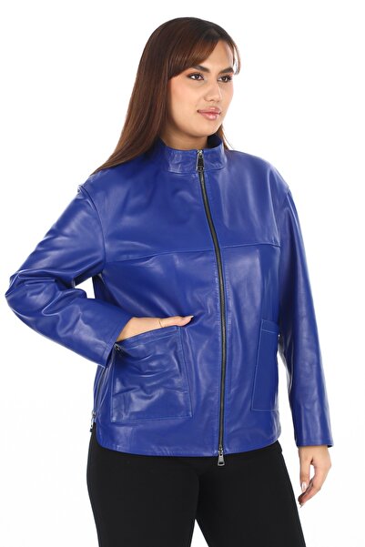 shop Hakiki Deri  Ceket Mont Lacivert