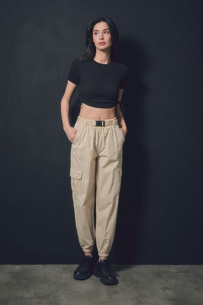Fulla Moda Παντελόνι Jogger με ζώνη και τσέπες Cargo