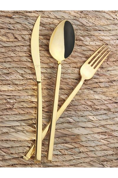Aryıldız Vento Titanium Gold 84 Piece Fork Spoon Knife Set