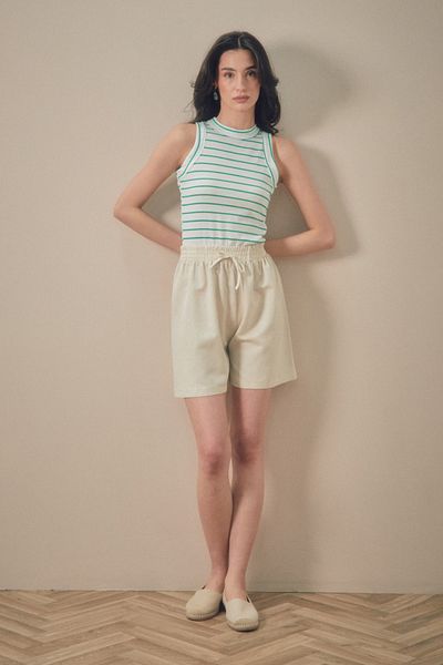 Fulla Moda Basic Elastic Waist Linen Shorts