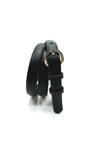 GİRAY SİYAH %100 HAKİKİ DERİ GÜMÜŞ TOKALI 15 MM KADIN KEMER