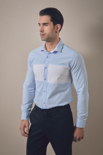 Fulla Moda Color Blocked Long Sleeve Shirt