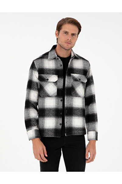 Pierre Cardin Siyah Oduncu Çift Cepli Comfort Fit Gömlek Ceket 50292148-VR046