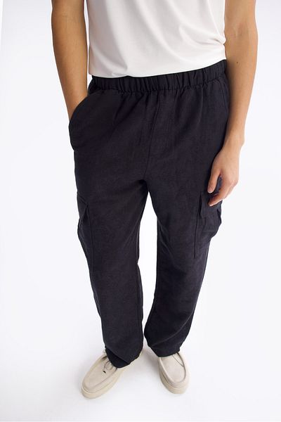 GIESTO Black Patterned Cargo Pants
