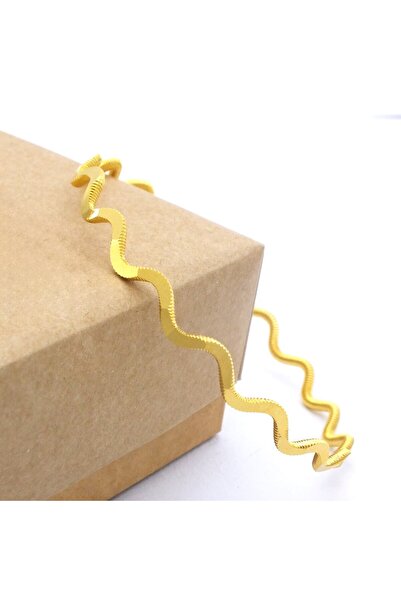 FerizZ İmitasyon Ajda Bilezik Zigzag Model Altın Kaplama Çelik Blz-3073
