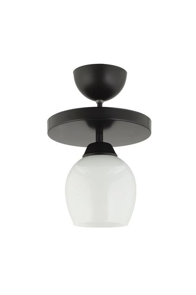 Lambadar Modern White Glass Single Round Plafonier - Chandelier Living Room Kitchen Bedroom Hall