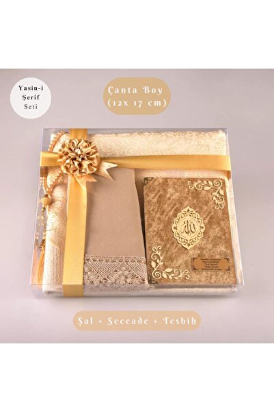 Hayrat Neşriyat Şal + Seccade + Tesbih + Yasin Hediye Seti (Çanta Boy, Şems L...