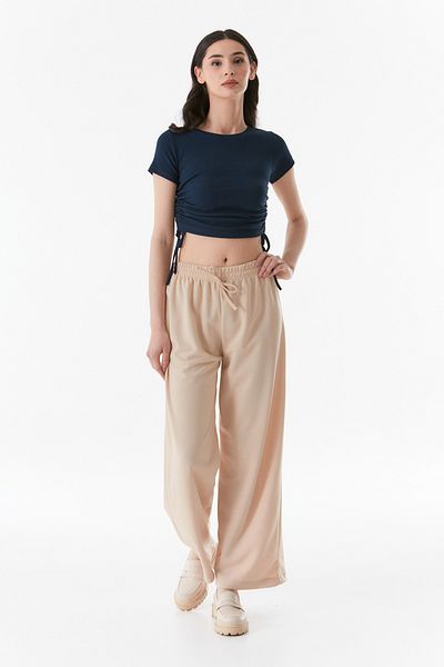 Fulla Moda Wide Leg Trousers with Elastic Waist