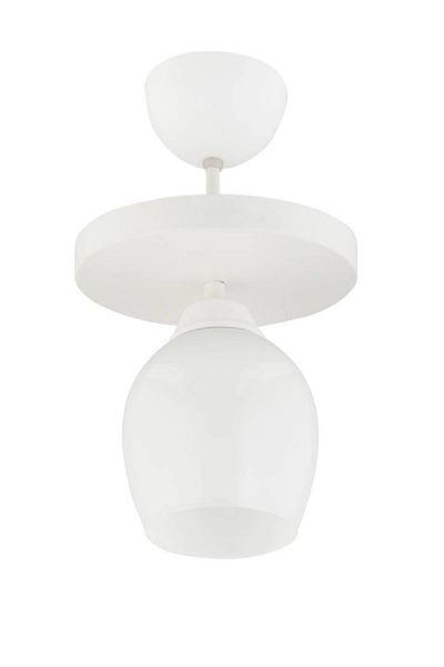 Lambadar Modern White Glass Single Round Plafonier - Chandelier Living Room Kitchen Bedroom Hall