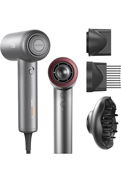 TYMO Hair Dryer with Adjustable Diffuser, 3 Speeds & 4 Temps, Fast Drying, Low Noise, Gray