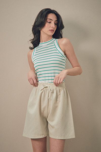 Fulla Moda Basic Elastic Waist Linen Shorts