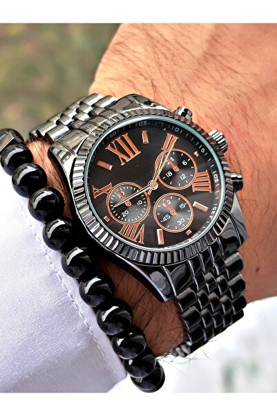 Tisaati Özel Serisi Lüks Metal Kordon Roma Rakamlı Erkek Kol Saati-Bileklik H...