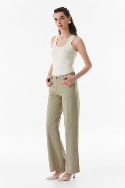Fulla Moda High Waist Palazzo Linen Trousers