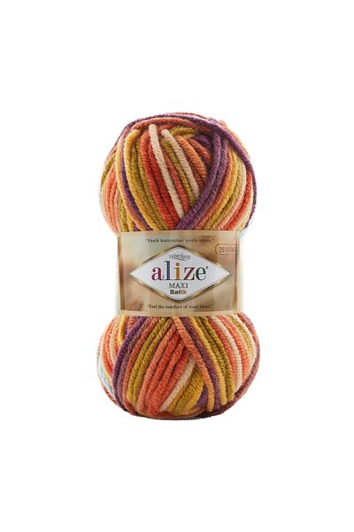 Alize Superlana Maxi Tie Dye 5 τμχ Χοντρό Πλέξιμο στο Χέρι - Γιλέκο νήμα και Ζακέτα Beanie Πουλόβερ