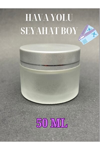 JUST TRAVEL 50 ML BOŞ BUZLU CAM KAVANOZ GRİ PLASTİK KAPAKLI MERHEM KREM KUTU ...
