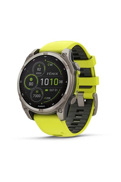 Garmin GARMIN FENIX 8 - 47 MM, SOLAR, SAPPHIRE TITANIUM WITH AMP YELLOW/GRAPHITE SILICONE BAND