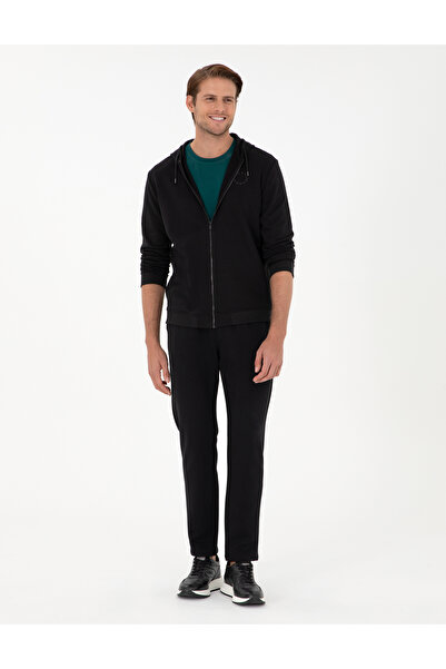 Pierre Cardin Siyah Slim Fit 3 İplik Düz Paça Eşofman Altı 50299304-VR046